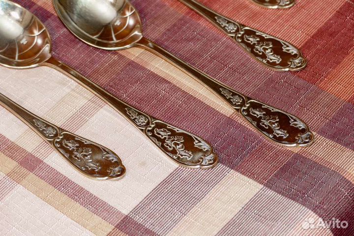 Ложки десертные позолоченные СССР новые 5шт