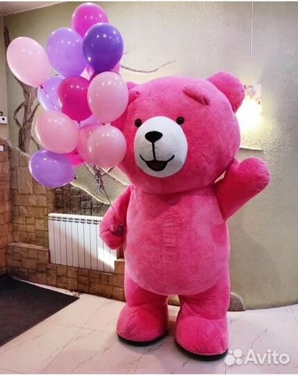 Поздравление розовый медвежонок Барни