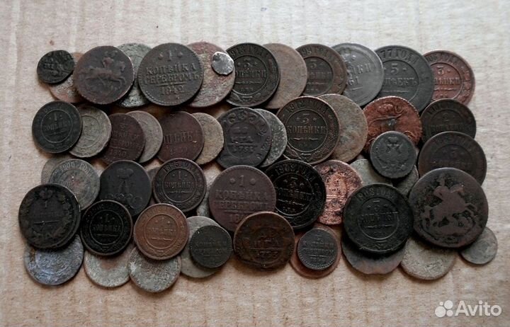 Старинные медные монеты 50 штук (лот-43 )