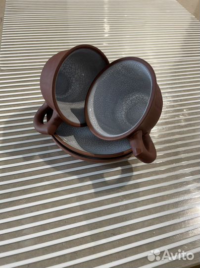 Чашка глиняная с блюдцем 2 шт