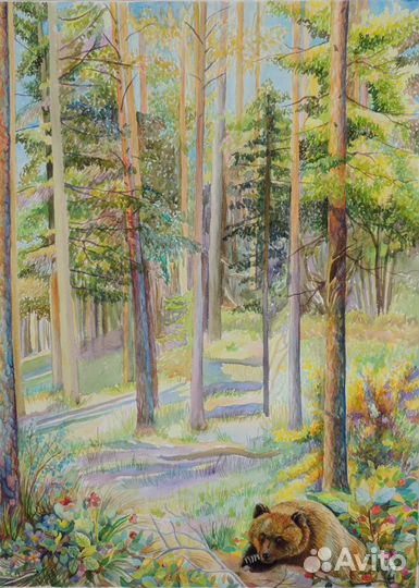 Лес. Бумага. Акварель