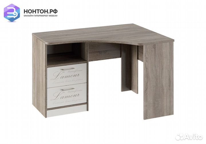 Угловой письменный стол Брауни фон бежевый с рисун