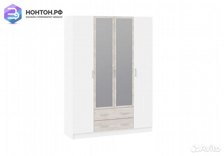 Шкаф Арчи исп. 2 белый текстура / дуб крафт серый
