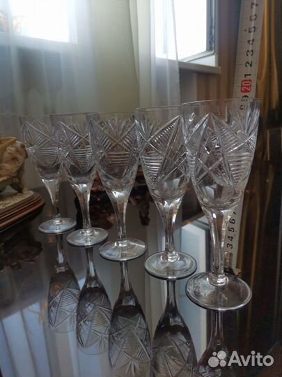 Хрустальные фужеры Чехия винтаж