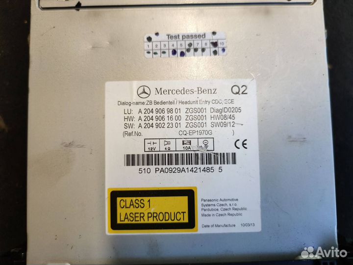 Магнитола Mercedes-Benz C-Класс W204/S204 W204.001