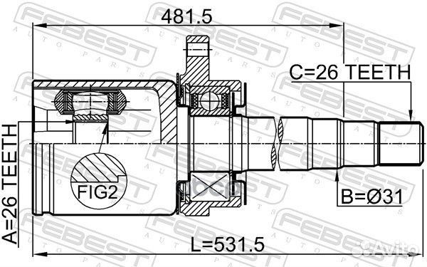 Шрус внутренний правый 26X31X26 подходит для NI