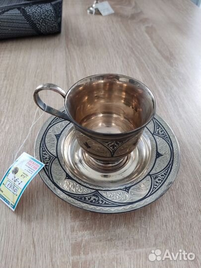 Чашка с блюдцем серебро