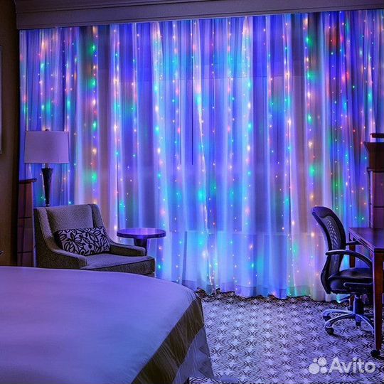 Гирлянда-штора (наличие цвета и размеры внутри)