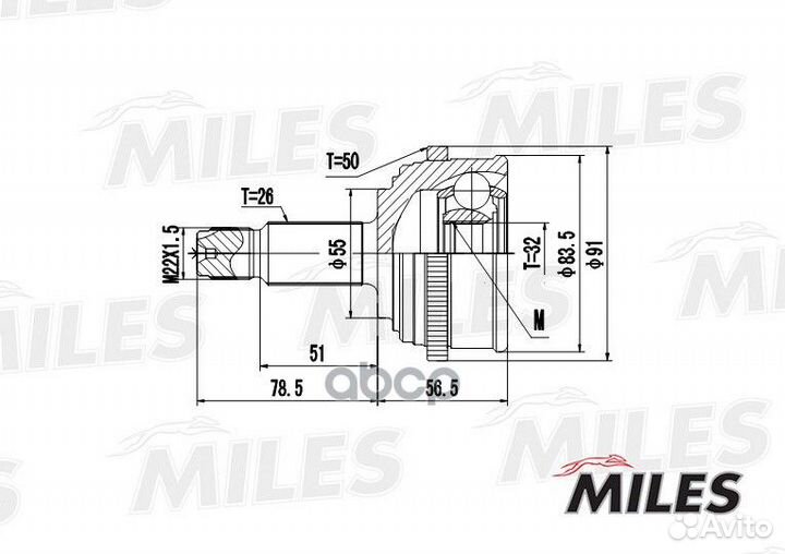 Шрус honda civic 1.4-1.5 95-01 нар.(ABS) ga2014