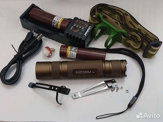 Convoy S2+ фонарь тактический 1800 люмен, 18650