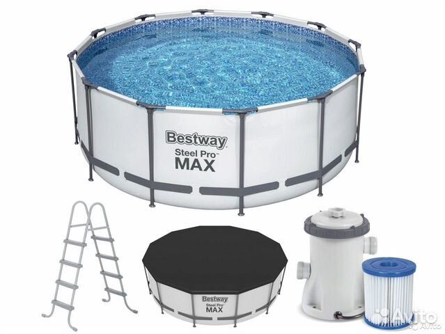 Каркасный бассейн 366 122 лестница насос тент
