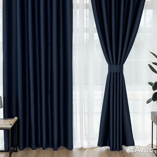 Шторы блэкаут марсель индиго готовые и на заказ