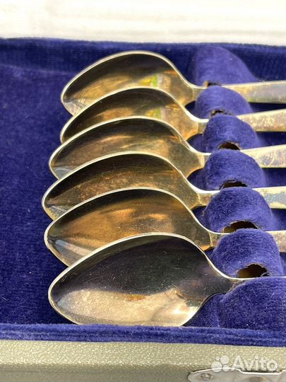 Кофейные ложки серебро 875 эмаль СССР