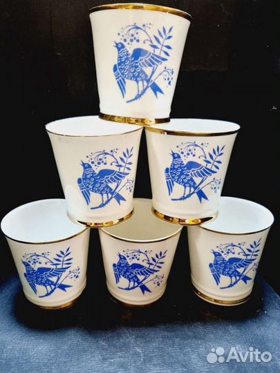 Стопки Соловей, костяной фарфор лфз 80-е годы, оче