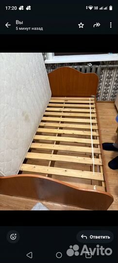 Кровать односпальная с матрасом бу 120х190