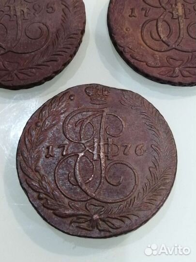 Монеты 5 копеек 1776 ем, 1794 ам, 1795 ам