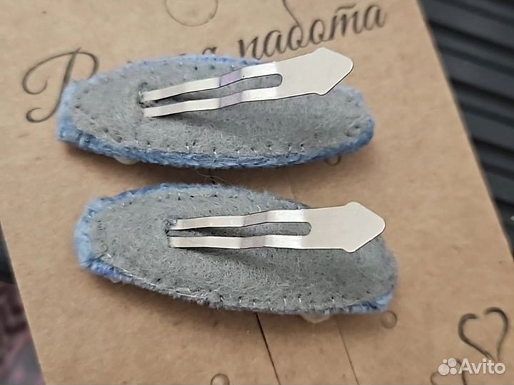 Бархатные заколки ручной работы клик клак 5-6см