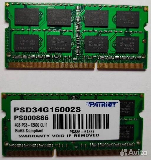 Patriot PSD34G16002S 4Gb DDR3 sodimm