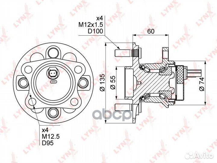 Ступица колеса зад прав/лев WH1106 lynxauto