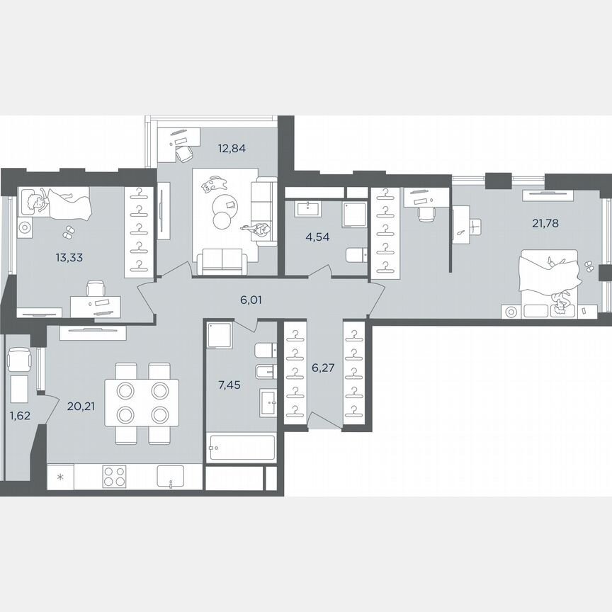 3-к. квартира, 92,4 м², 12/14 эт.
