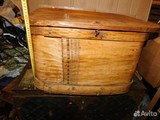 Антикварный, лубяной короб ри для хранения продукт
