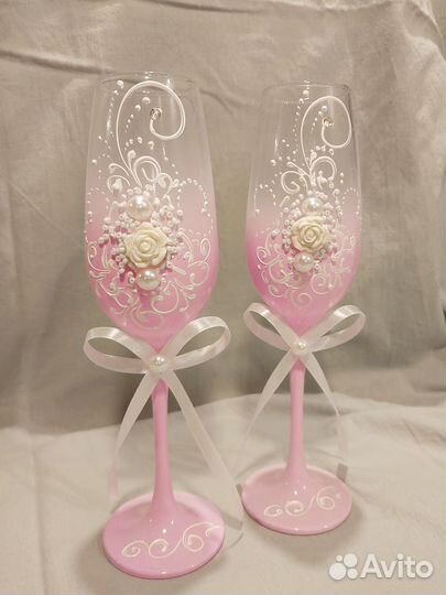 Свадебные бокалы ручной работы