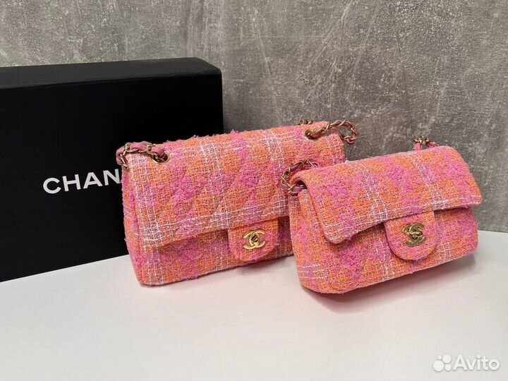 Сумка женская Chanel 2.55 текстильная из твида