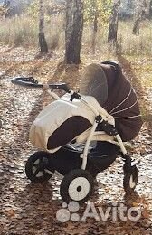 Коляска 3 в 1 индиго эко кожа с автолюлькой