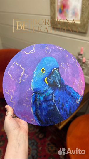 Картина акрилом Попугай