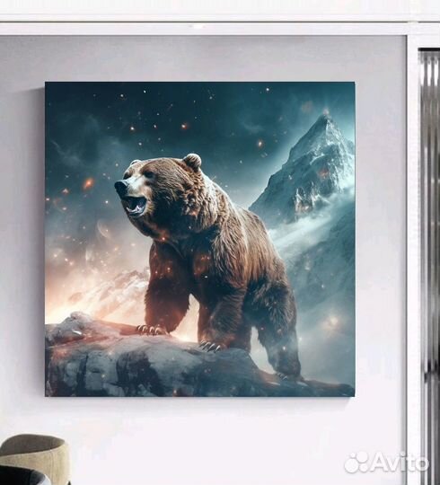 Картина маслом медведь на горе