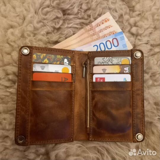 Мужской тонкий бумажник натуральная кожа