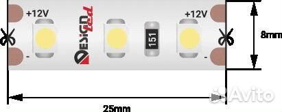 Светодиодная влагозащищенная лента DesignLed 9,6W