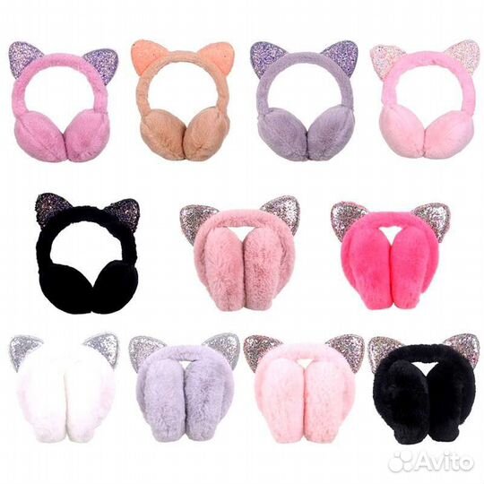 Детские меховые зимние наушники для девочек