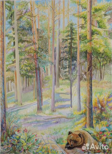 Лес. Бумага. Акварель