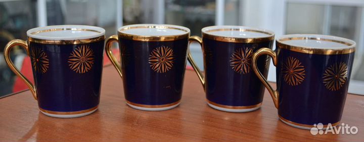 Фарфоровые чайные чашки- 4 шт (кобальт )