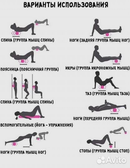 Ролик массажный мфр черный 30 х 8 см