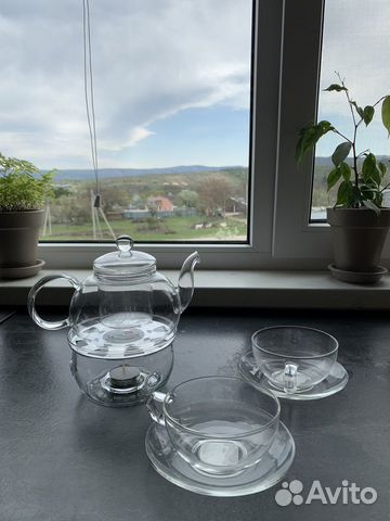 Чайник заварочный стеклянный с подогревом от свечи
