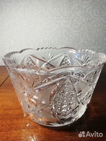 Хрустальная ваза, салатник, рог