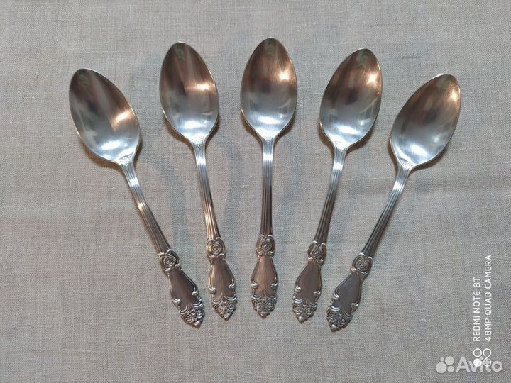 Ложки вилки ножи посеребренные Роза Кольчугино44пр