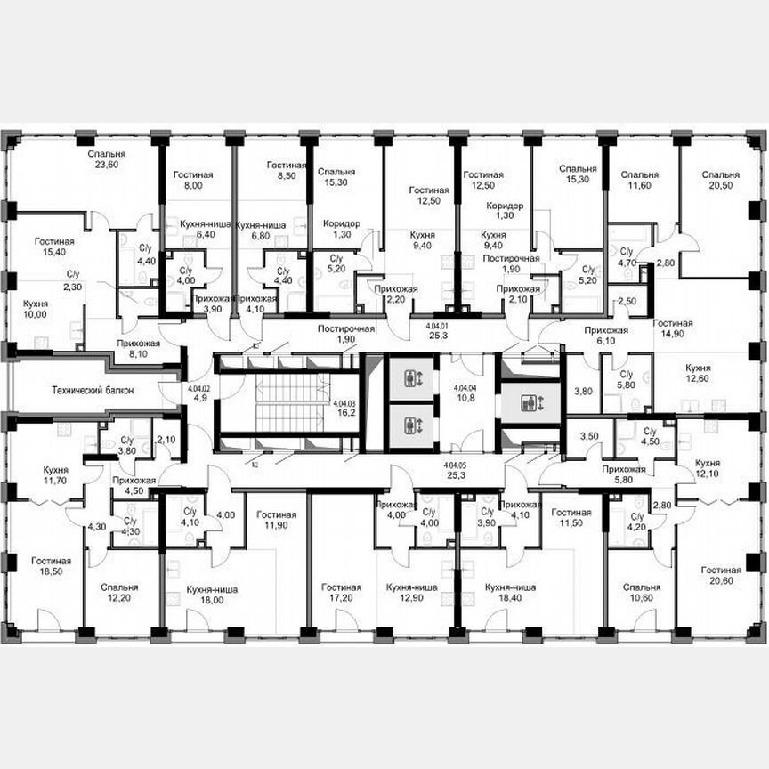 1-к. квартира, 63,8 м², 4/25 эт.