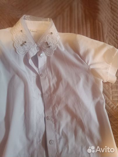 Белые блузы для девочки 10-12 лет