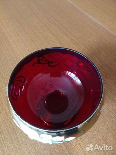 Вазочка конфетница Богемия цветное стекло, лепка