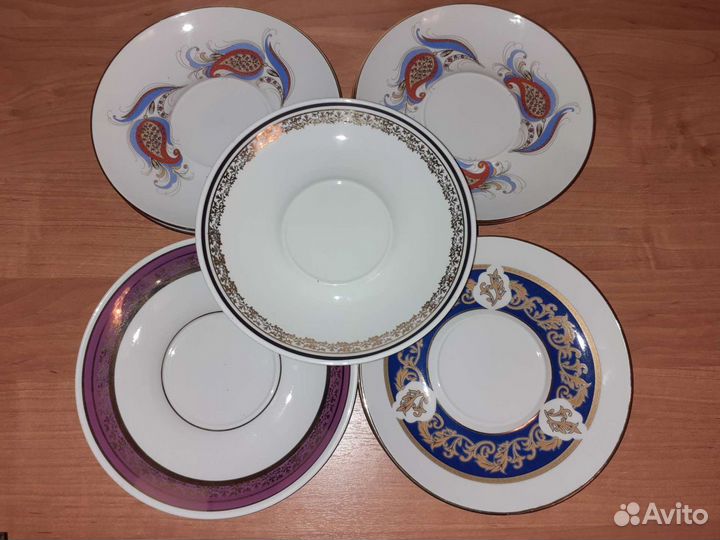 Блюдца 18.5, 16, 15.5см Гжель Вербилки Дулево Таре