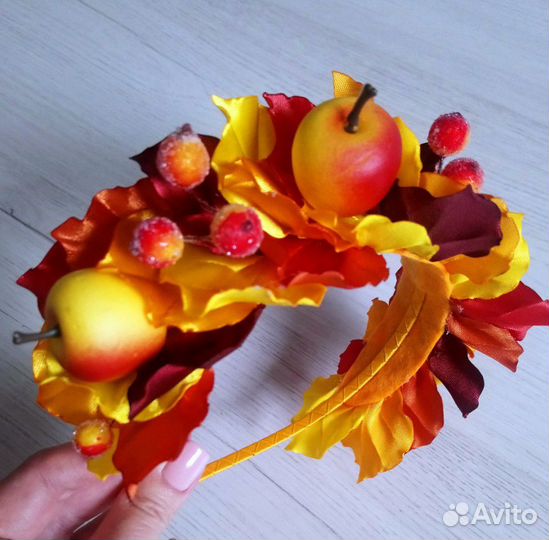 Ободок осенний с яблочками праздничный осень