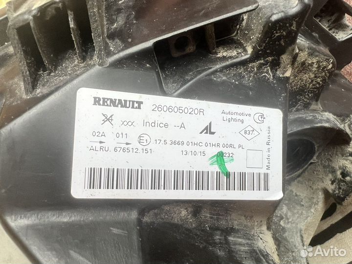 Фара стекло левая renault duster 2016г