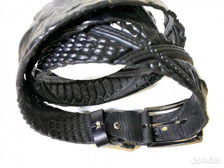 Ремень кожаный с тиснением 3D рисунком