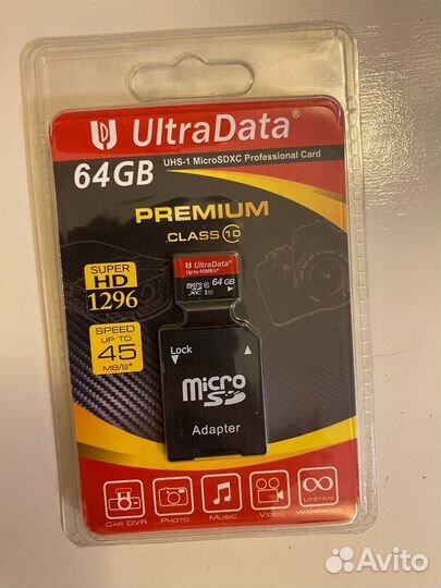 Карта памяти MicroSD UltraData 64GB Class 10