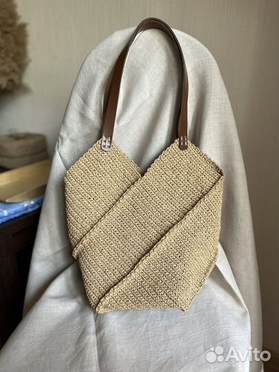Сумка Диагональ из крученой рафии