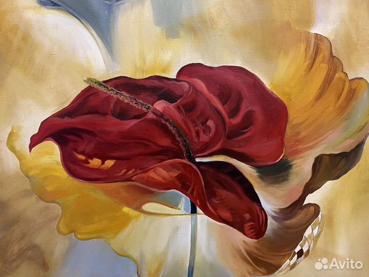 Интерьерная картина “Красный цветок»