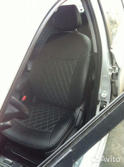 Авто Чехлы Черные в Ромб